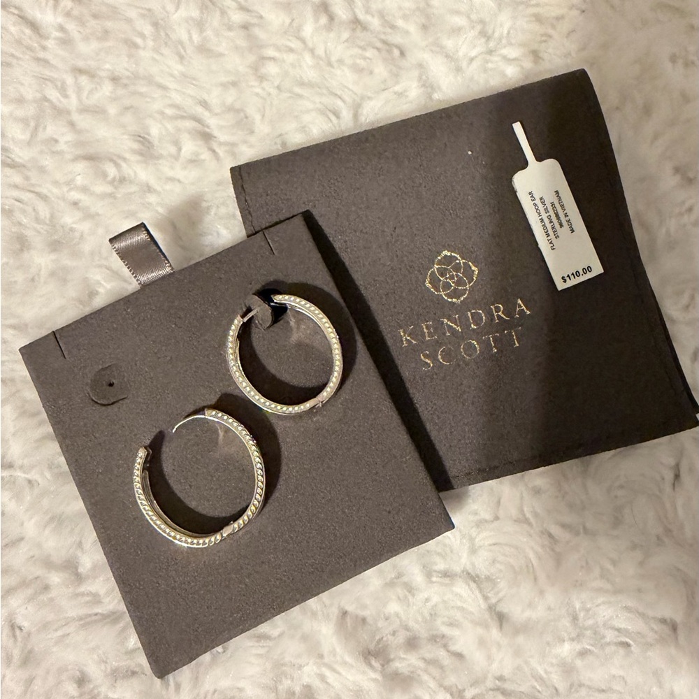 Kendra Scott Silver Textured Hoop Earrings